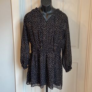 Socialite Large Black Sleeve Smocked Waist Floral Chiffon Dress